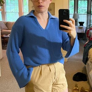 J. Crew Relaxed Collared Sweater, cornflower blue